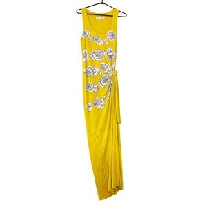 Damsel in a Dress Yellow White Rose Floral Print Sleeveless Maxi Dress